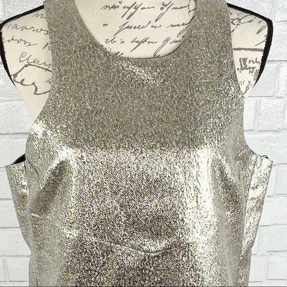1. State Gold Metallic Jacquard Mini Dress Size Large - Picture 3 of 9